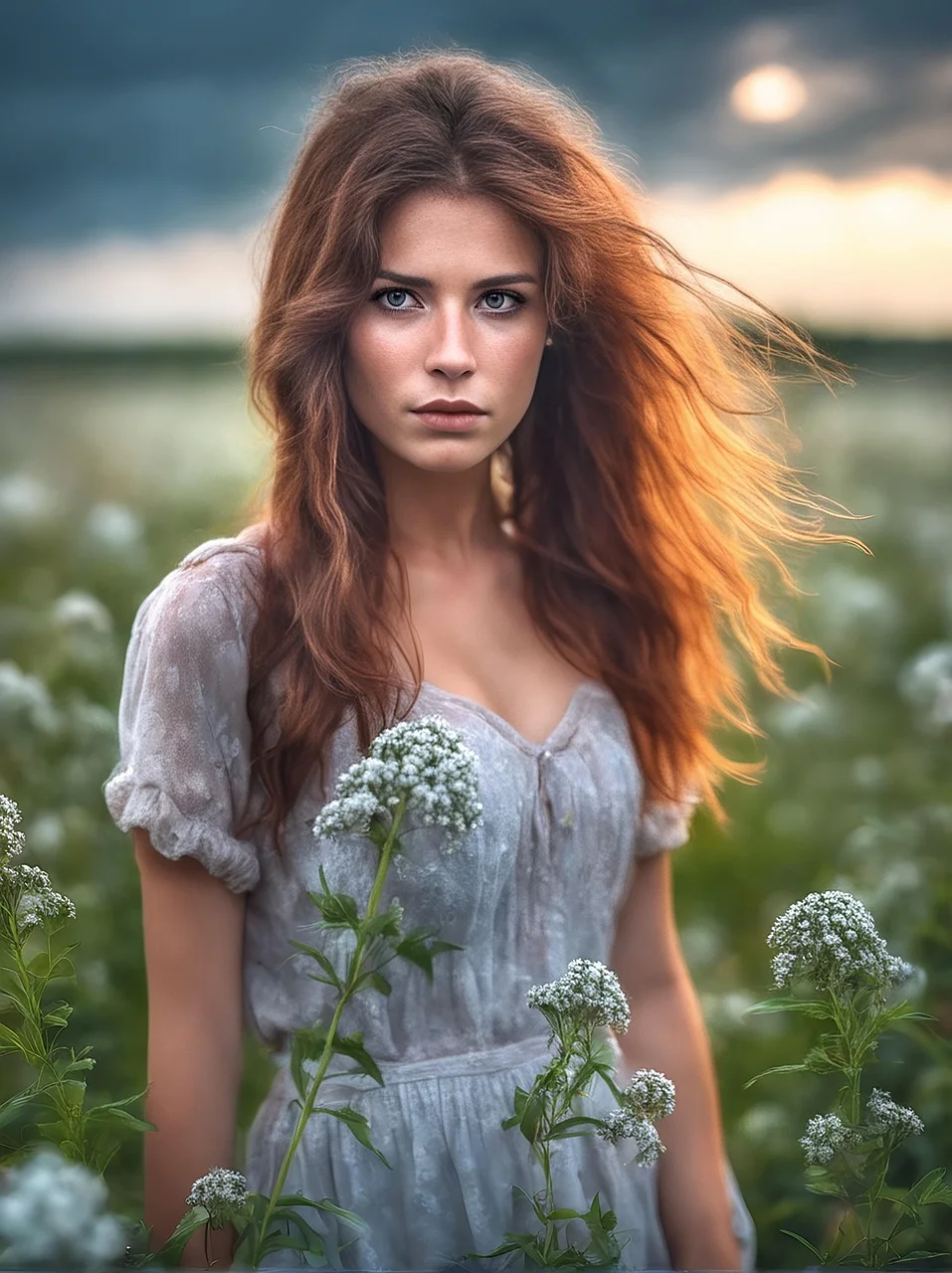 woman, flowers, beauty, portrait
