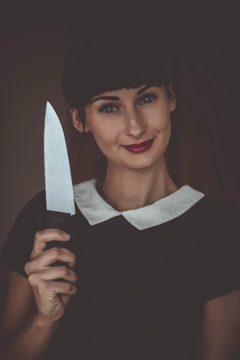 woman, knife, model, dangerous