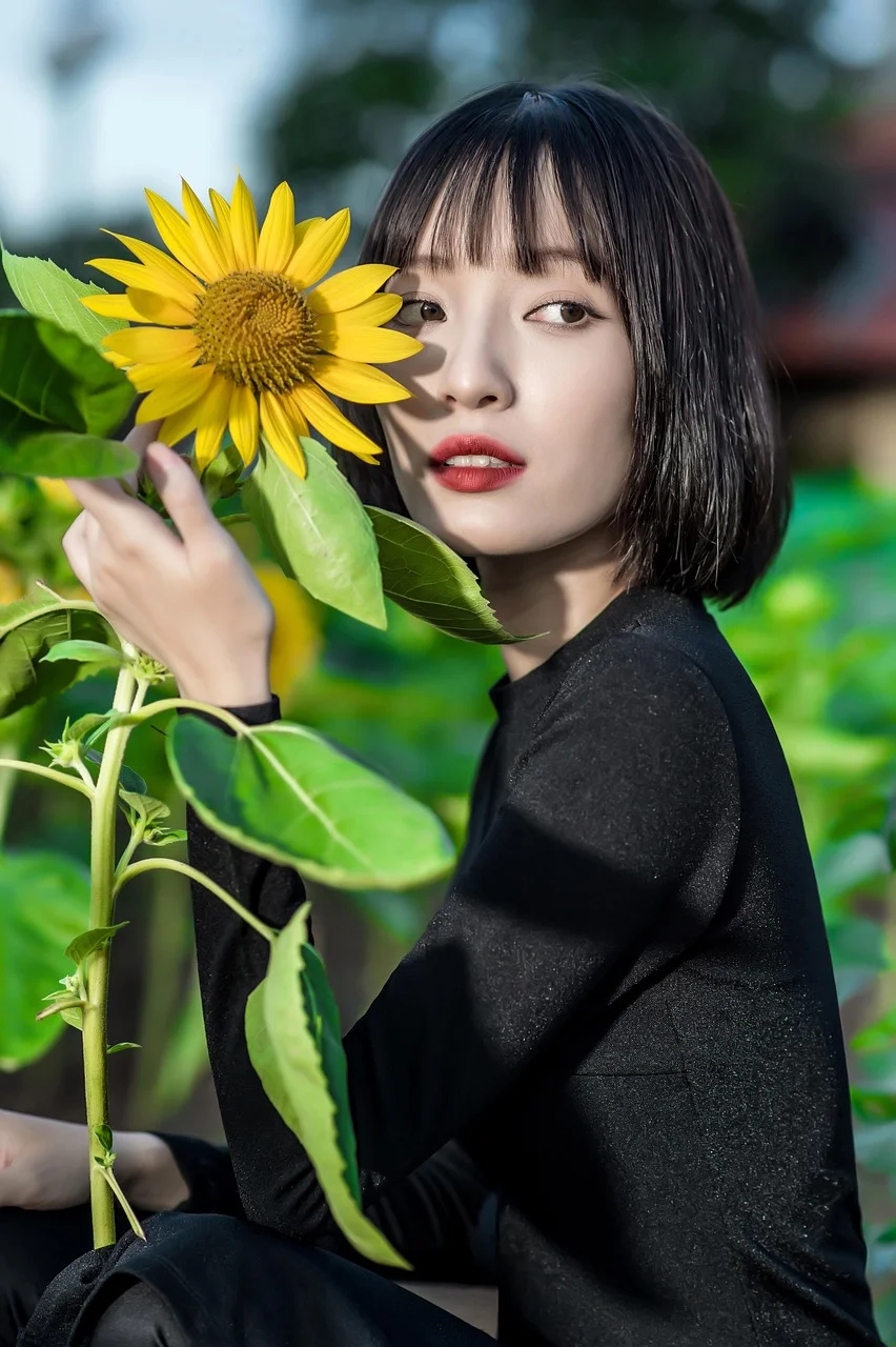 woman, flower, beauty, ao dai