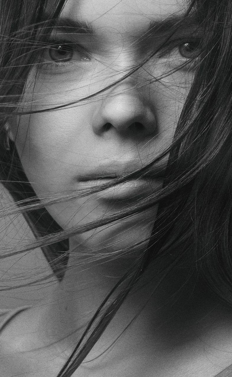 woman, face, monochrome, beauty