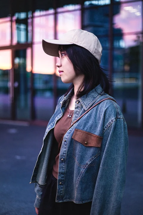 girl, sunset, sunset glow, twilight