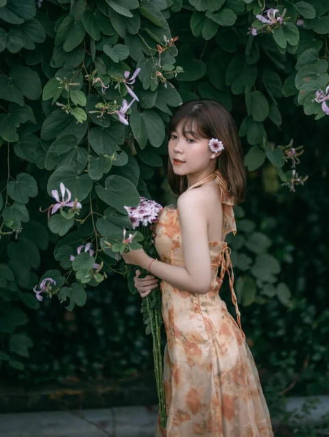 女人,田野,陽光,時尚