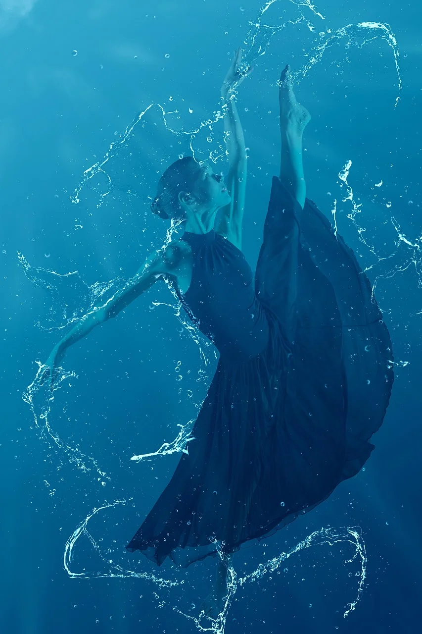underwater, woman, dancer, activity
