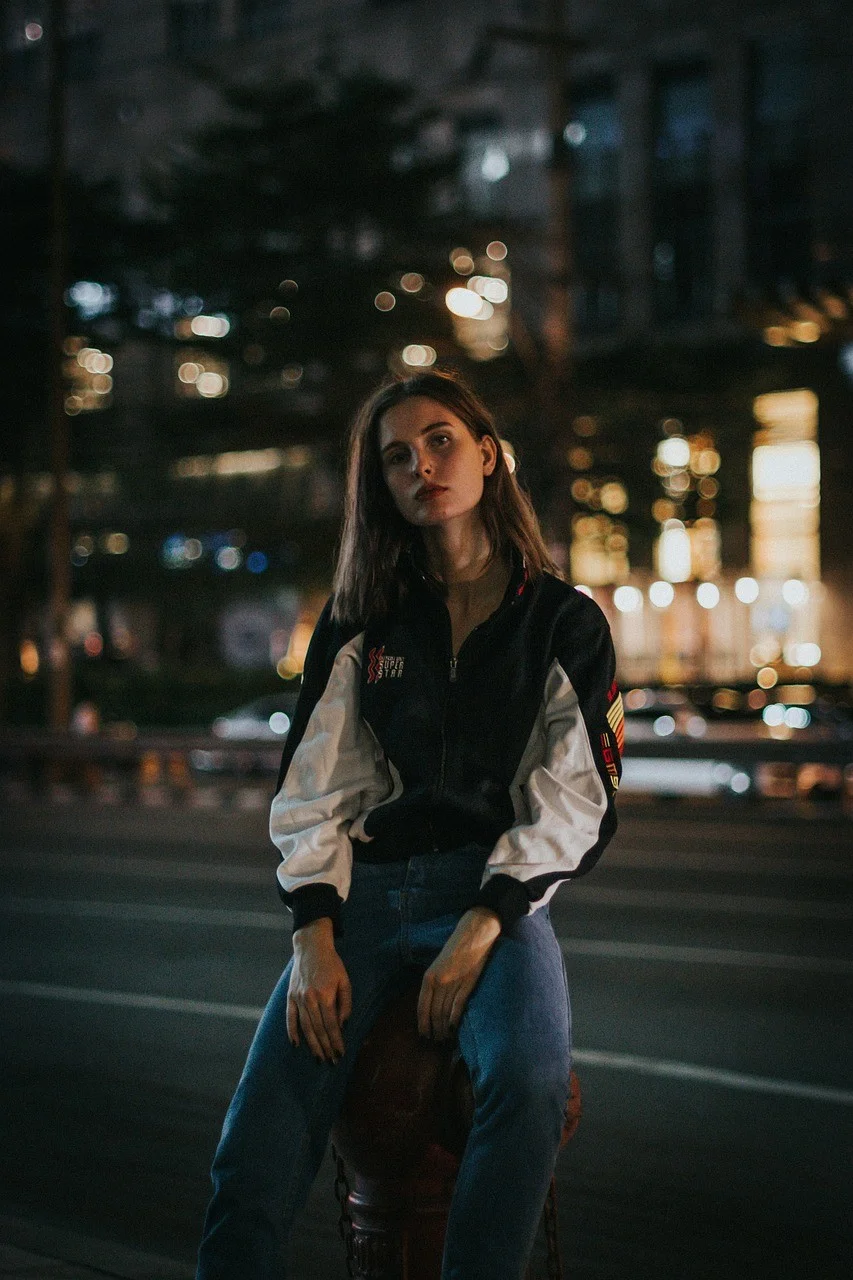 woman, beautiful, posing, street