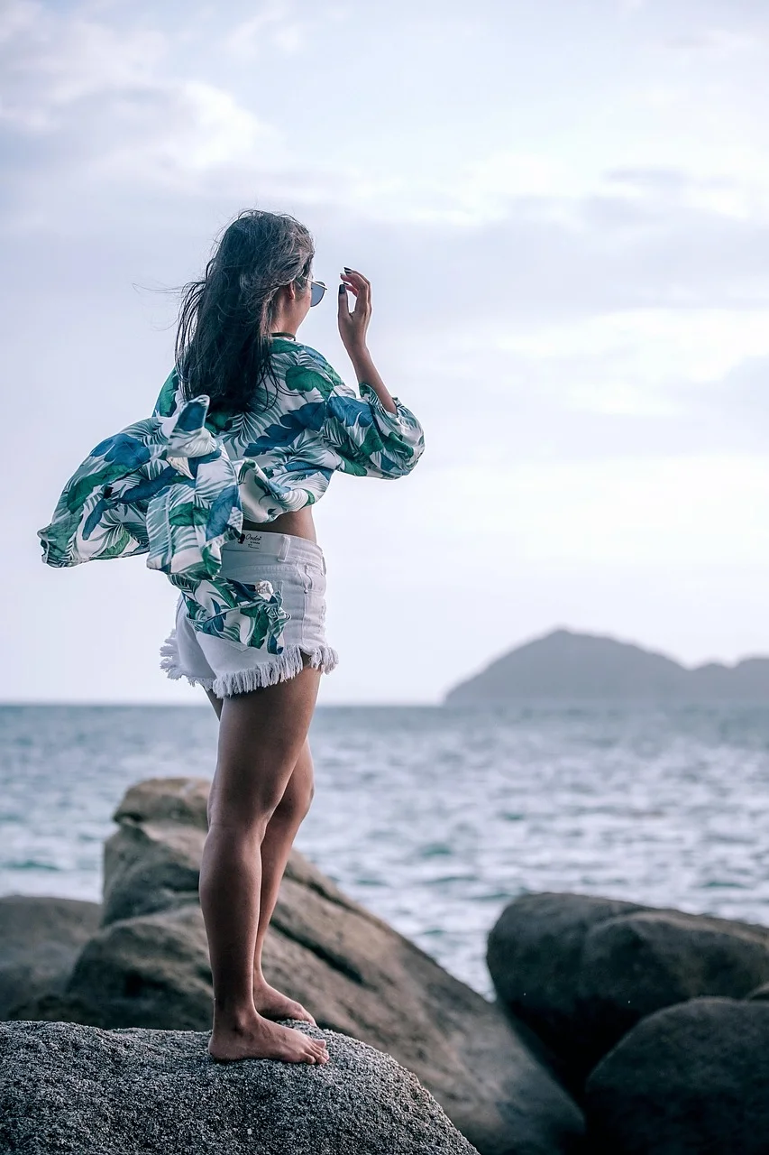 赤脚，海滩，女性，自然