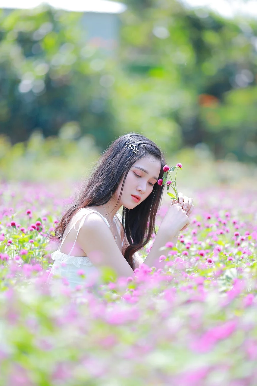 女人,模特,花朵,肖像