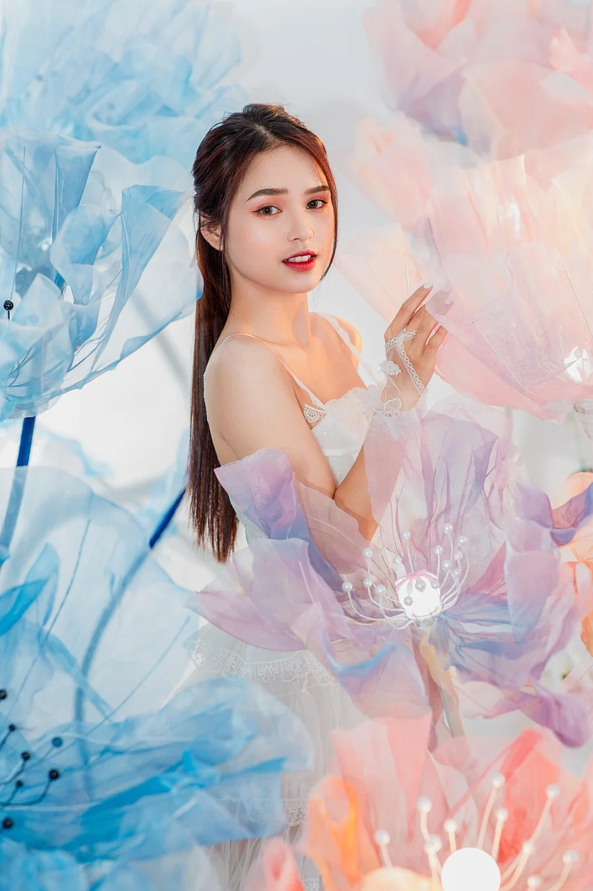 美麗, 女人, 花朵, 可愛