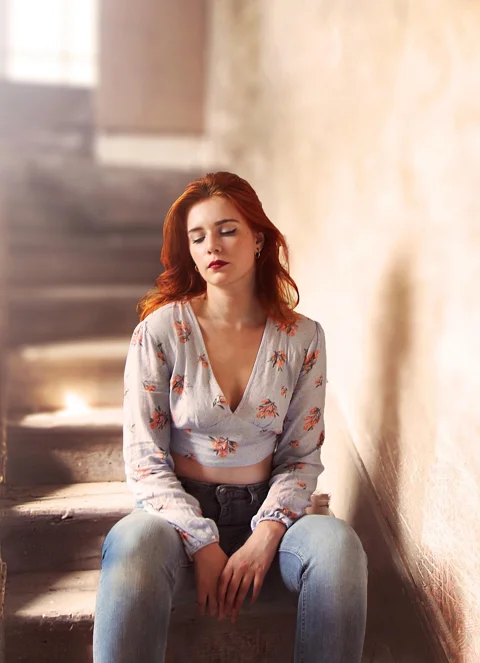 悲伤、楼梯、模特、市场
