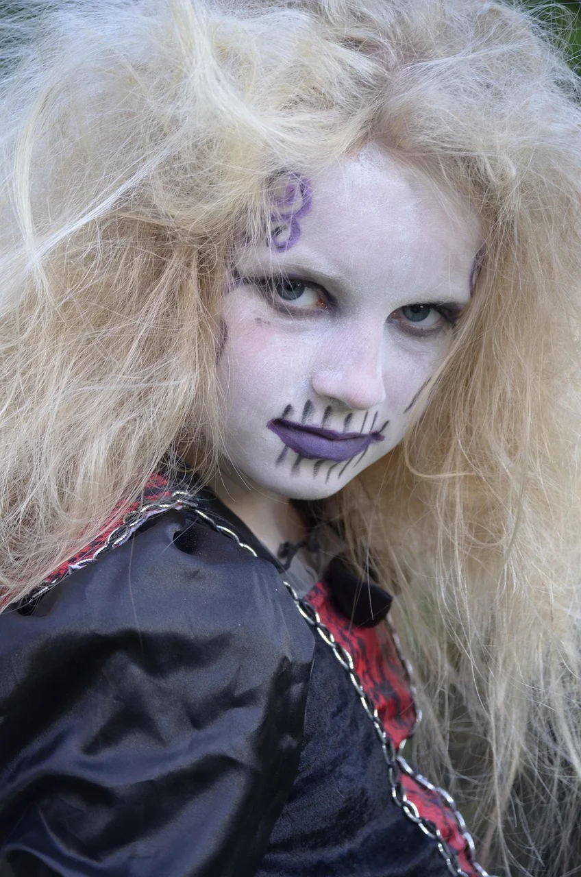 girl, blond, mane, close up