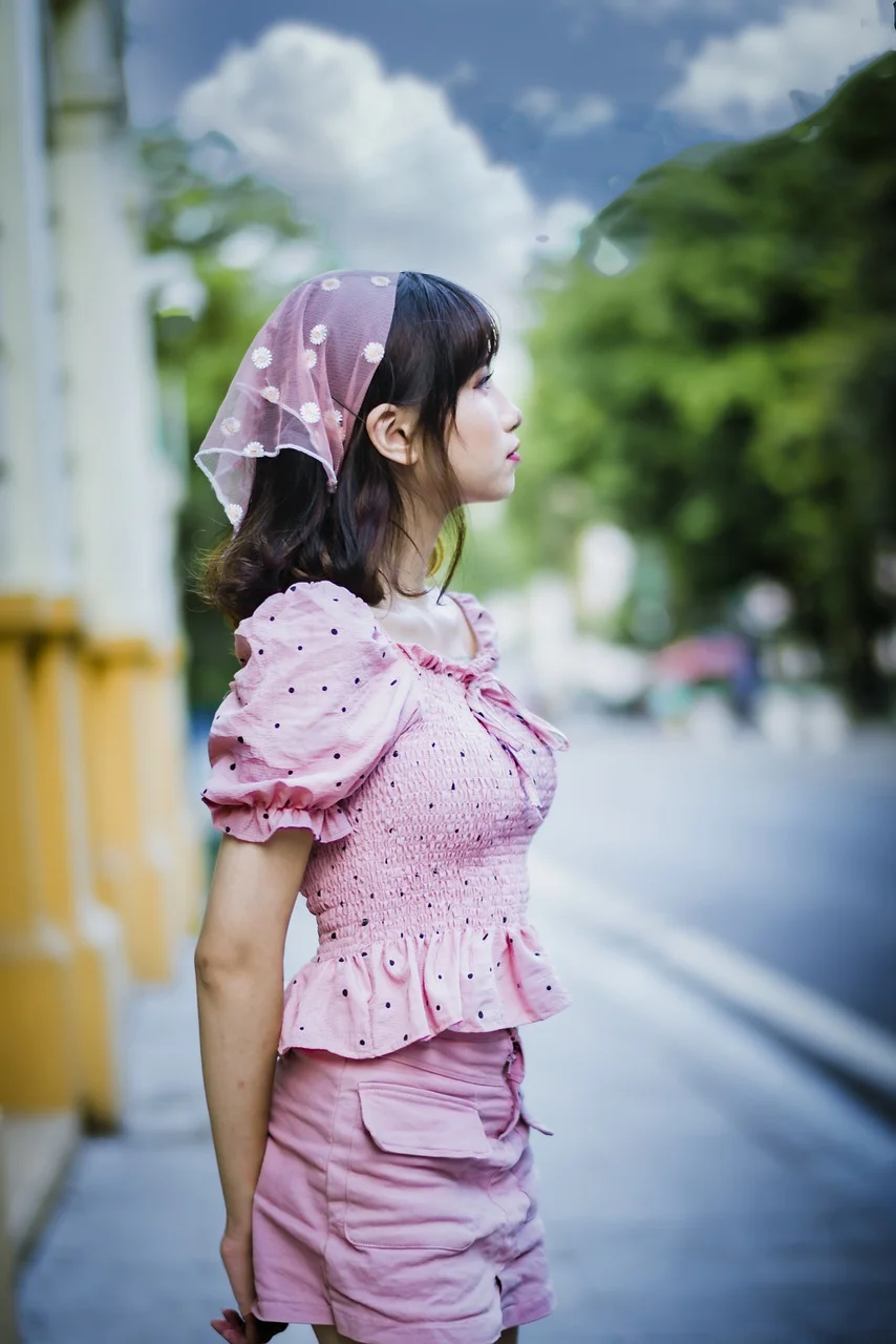 woman, model, casual, pink