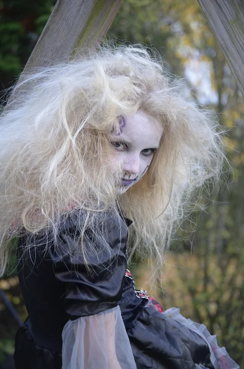 girl, blond, mane, close up