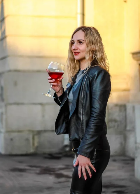 woman, young woman, model, wine