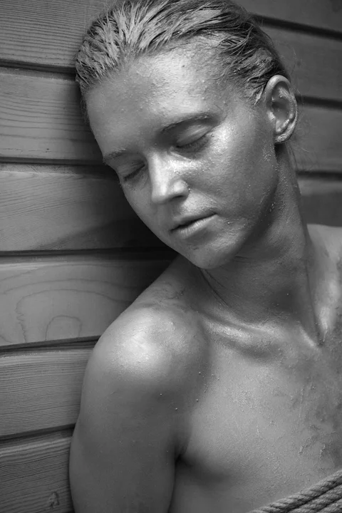 model, paint, black white, portrait