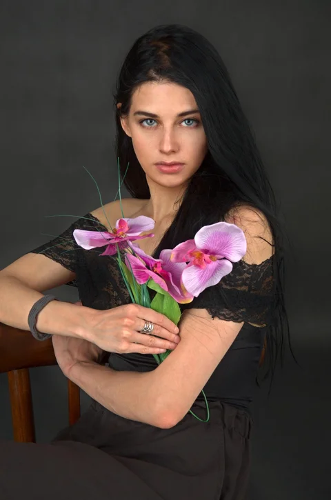 woman, flower, orchid, model