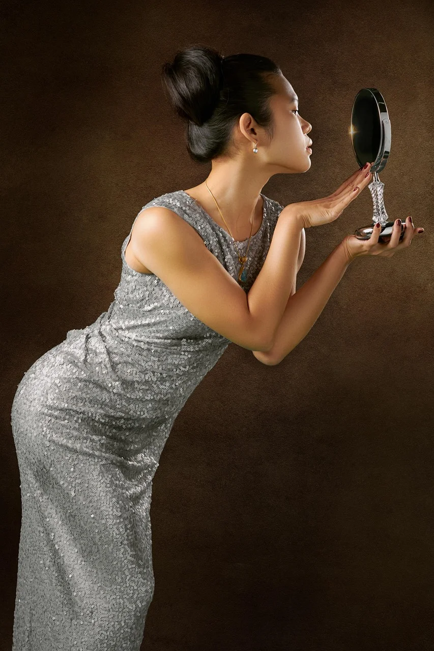 girl, mirror, portrait, asian
