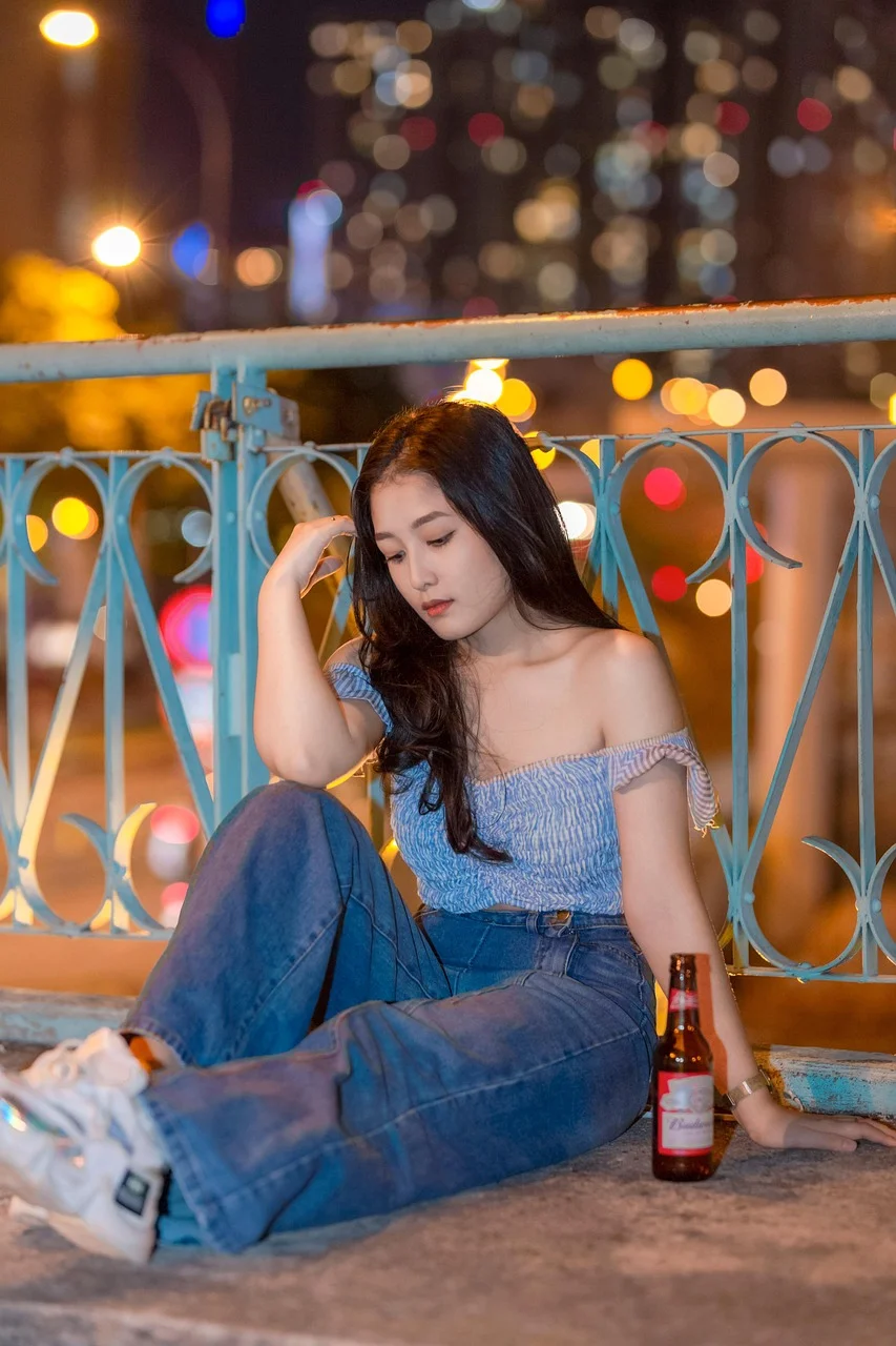fashion, woman, street, bokeh