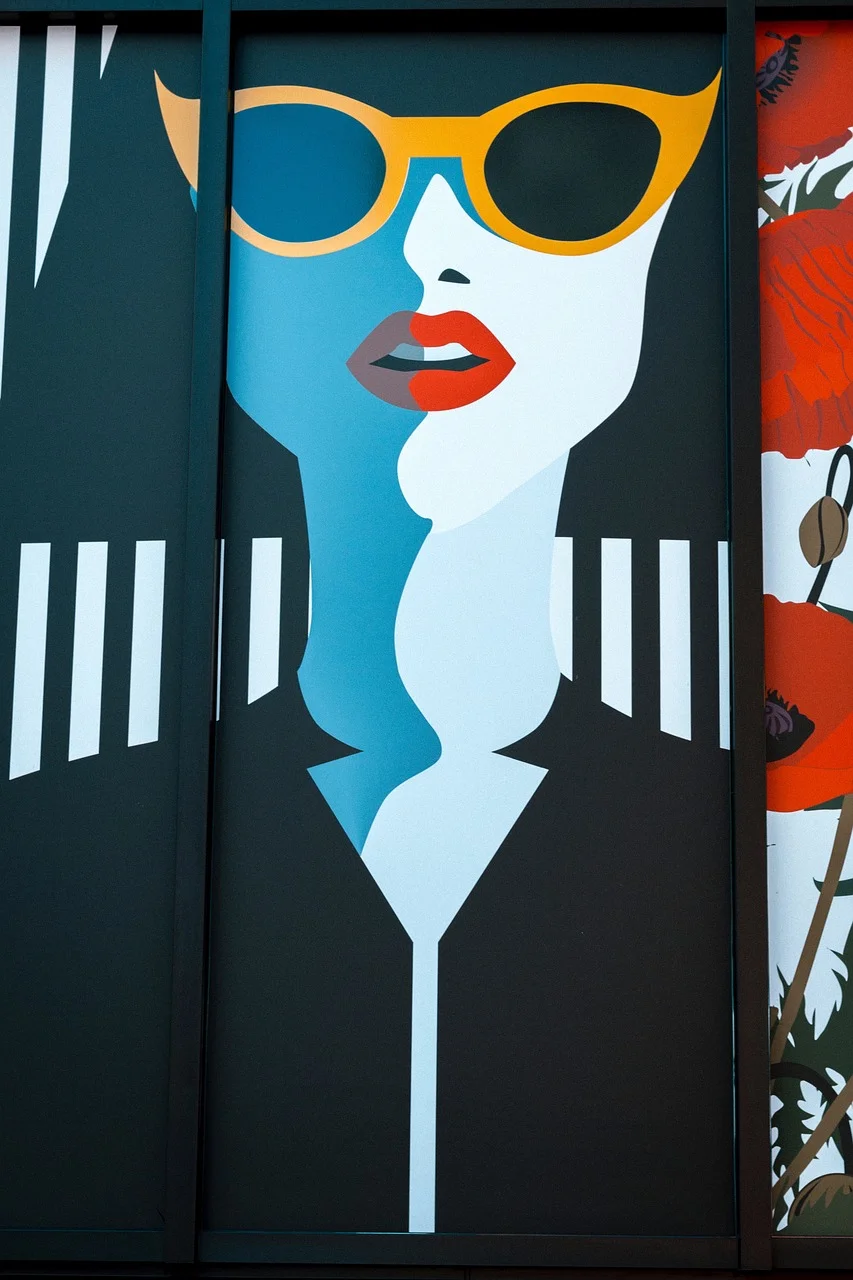 pop art, girl, eyeglasses, wall