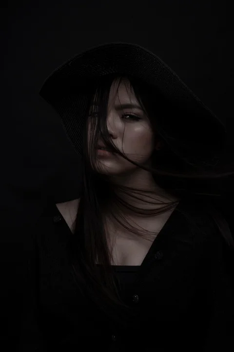 女子,模特,肖像,黑色连衣裙