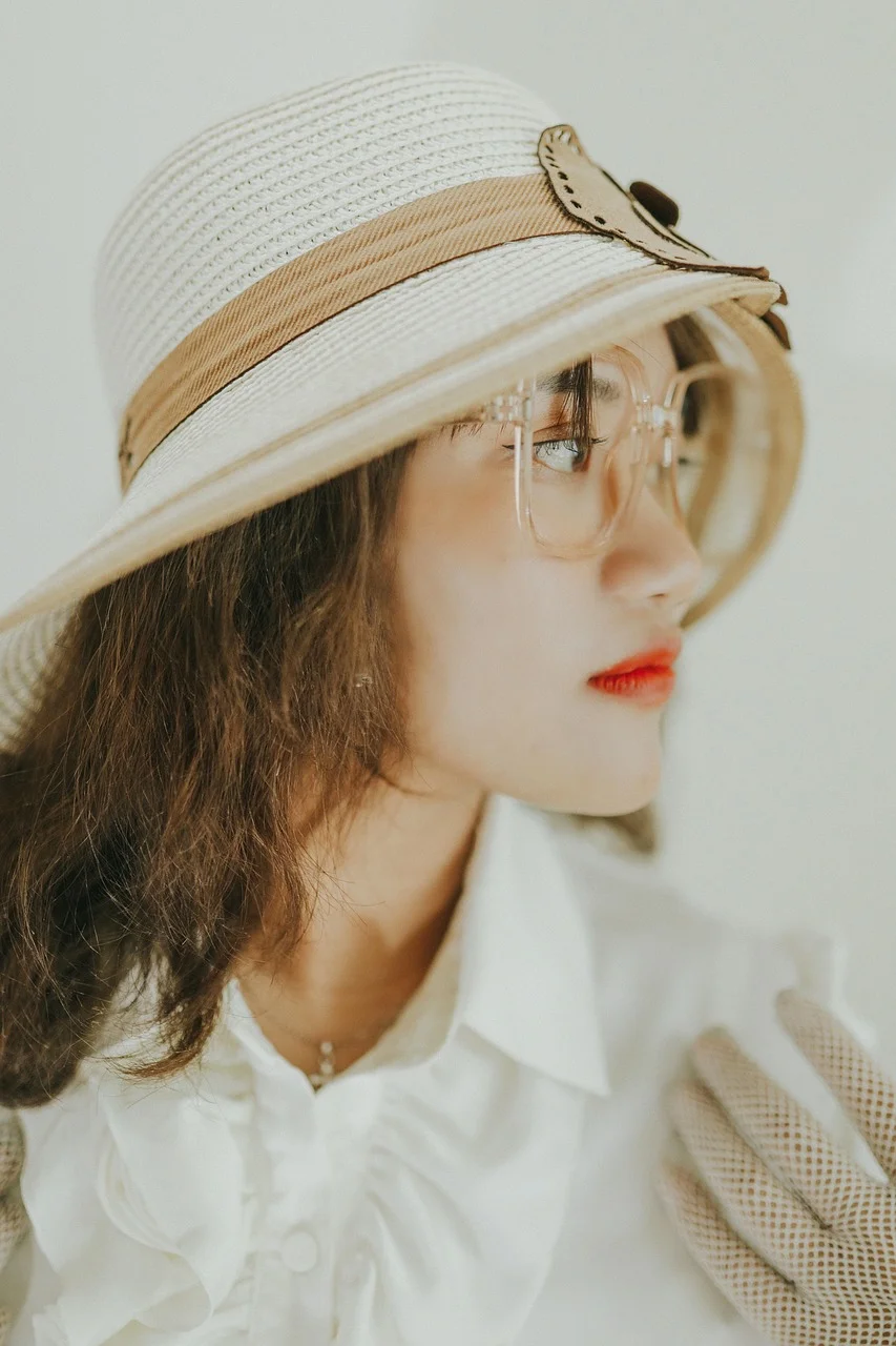 woman, model, glasses, hat