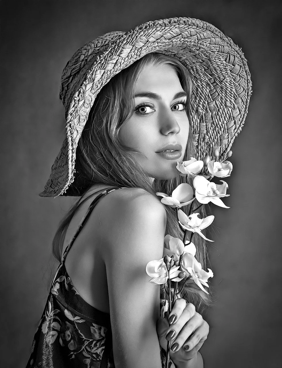woman, summer, portrait, flowers
