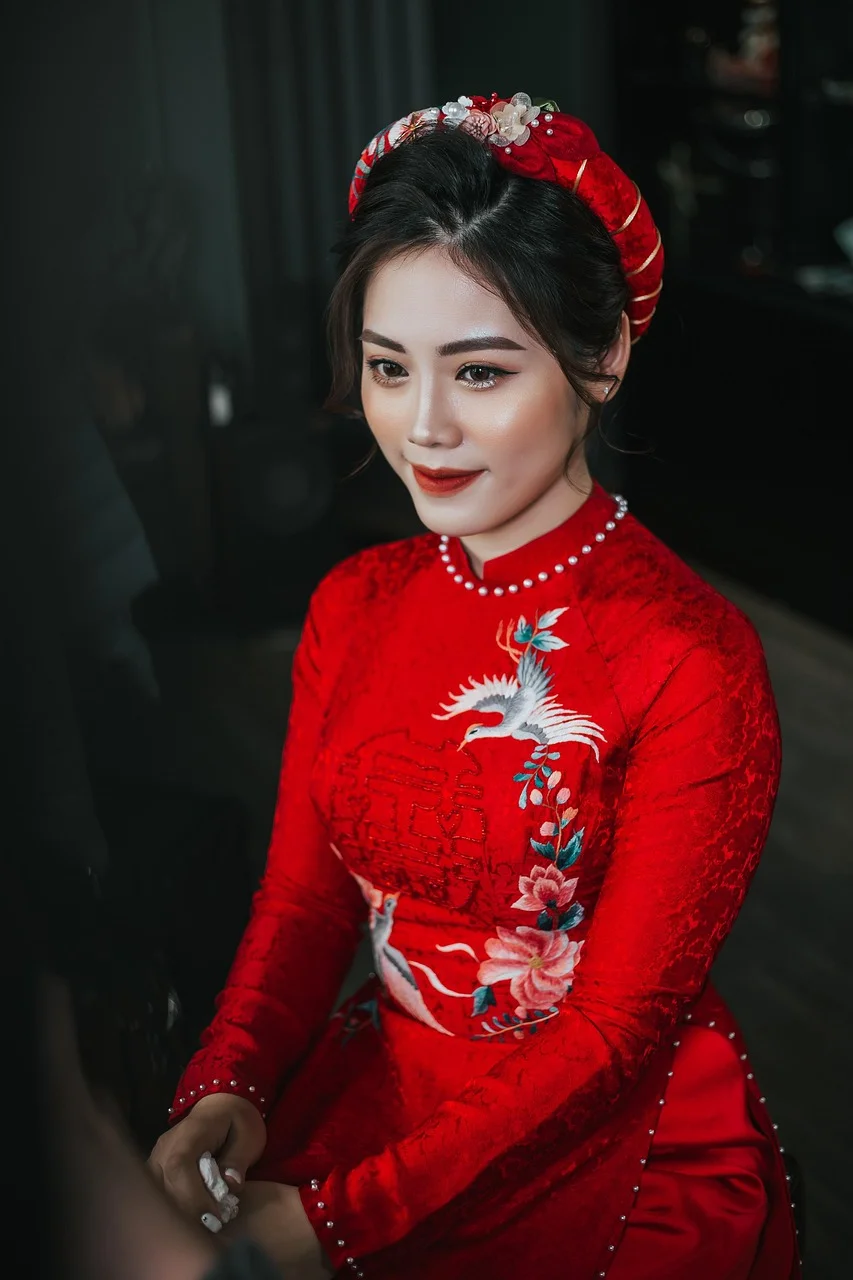 woman, model, portrait, red dress