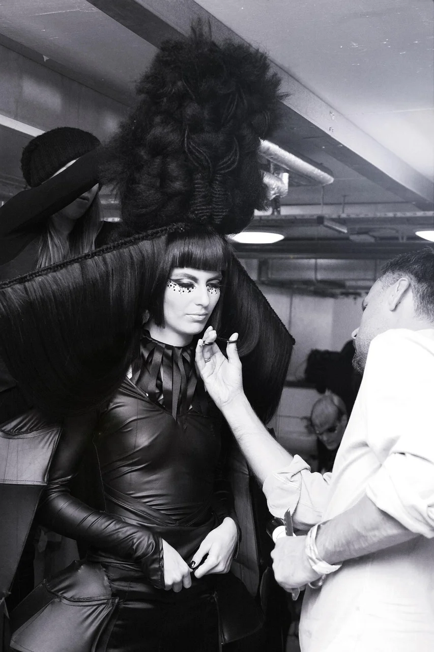 avant-garde, hairstyle, backstage, model