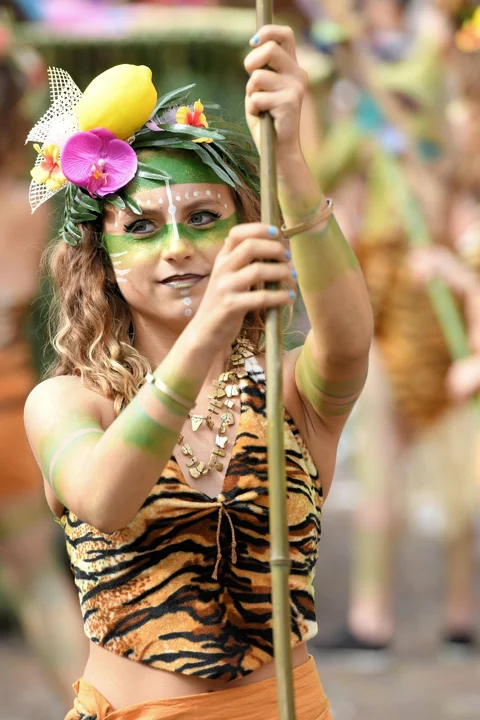 woman, colors, tiger, beauty