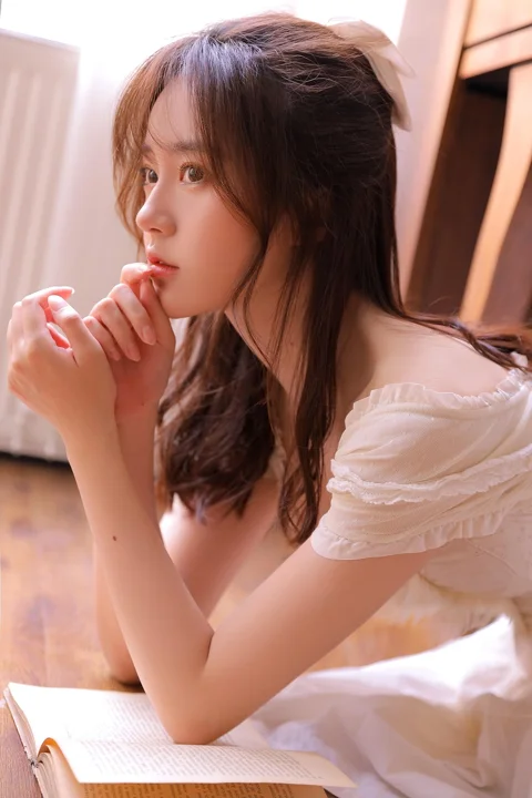 女子，模特，连衣裙，白色