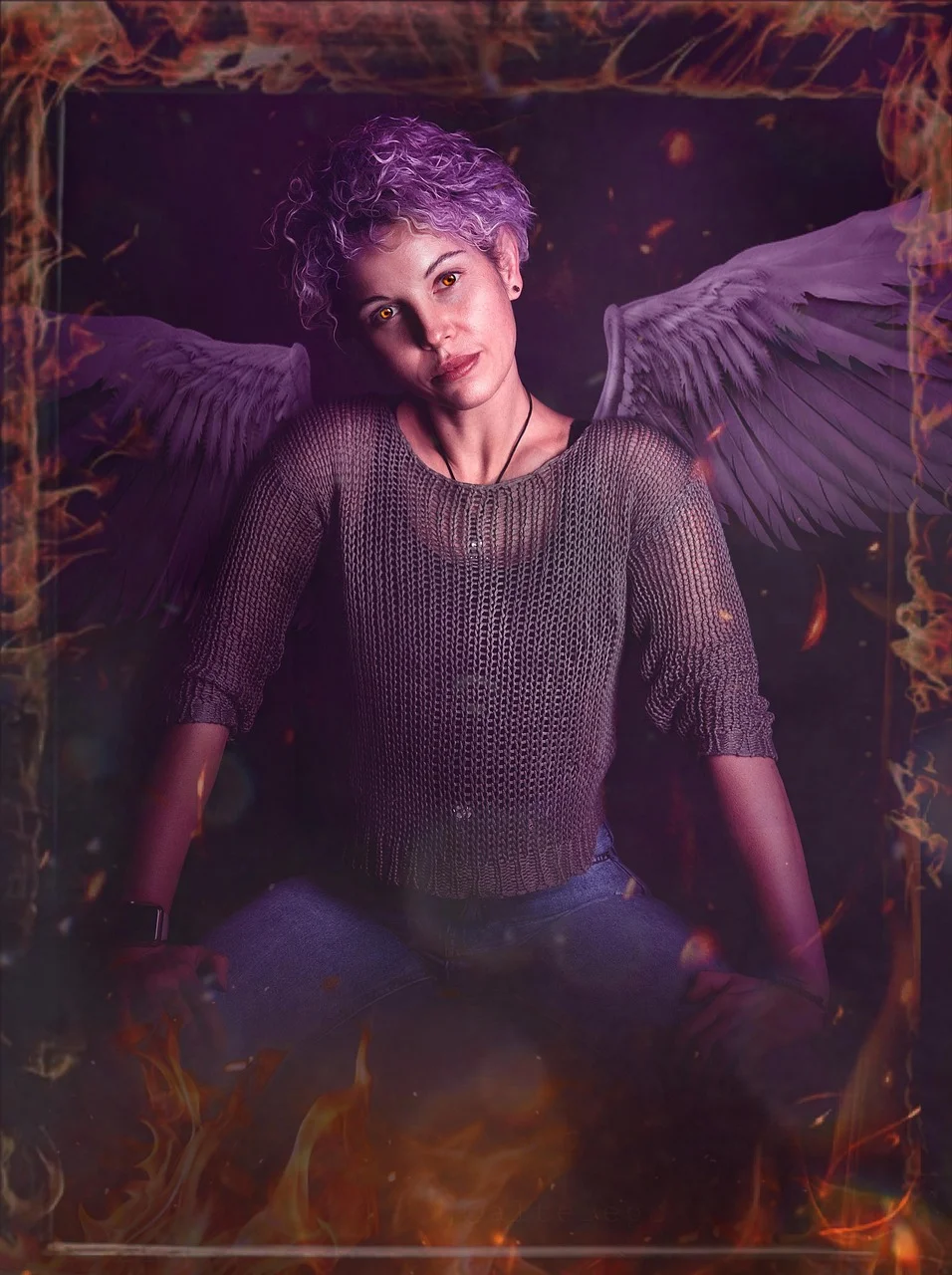 angel, devil, demon, fire