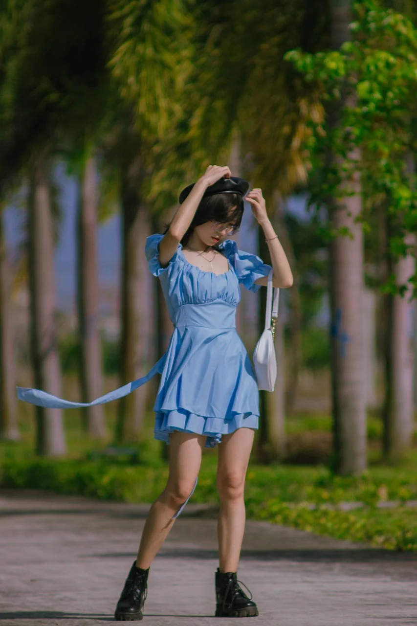 woman, grass, model, fashion