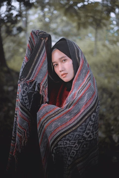女人,希贾布,扎染毯子,肖像
