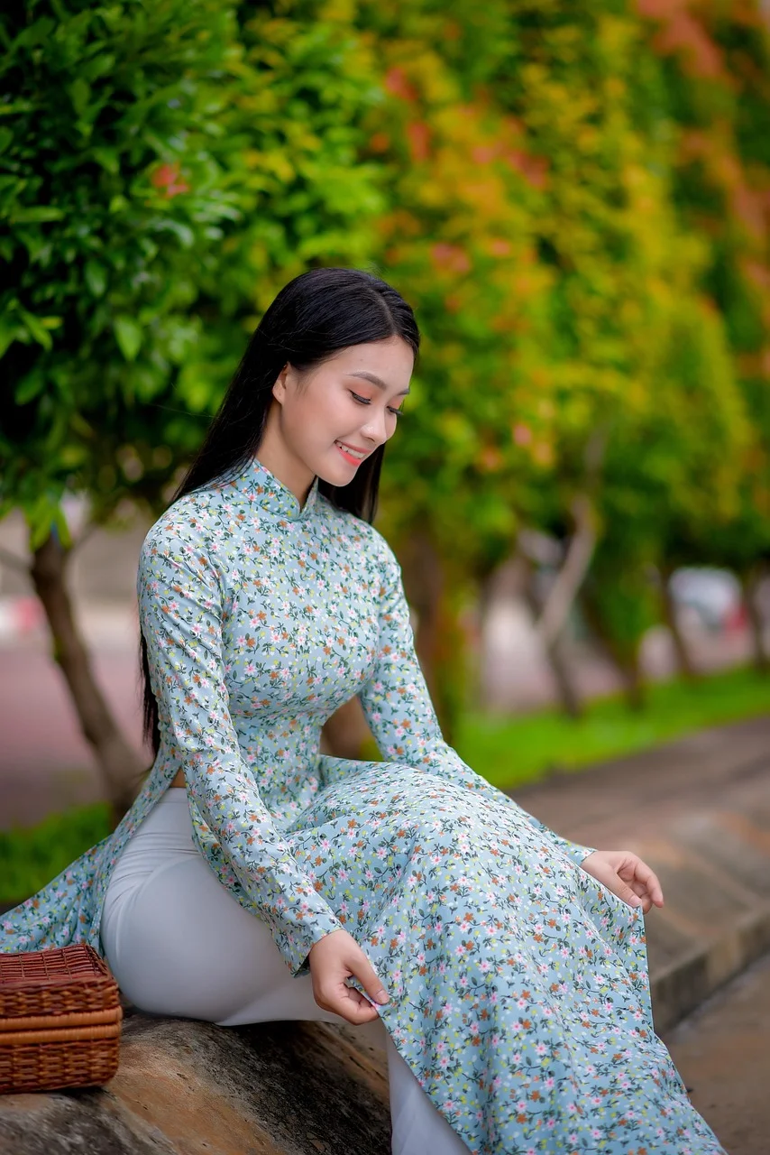 woman, model, aodai, long dress