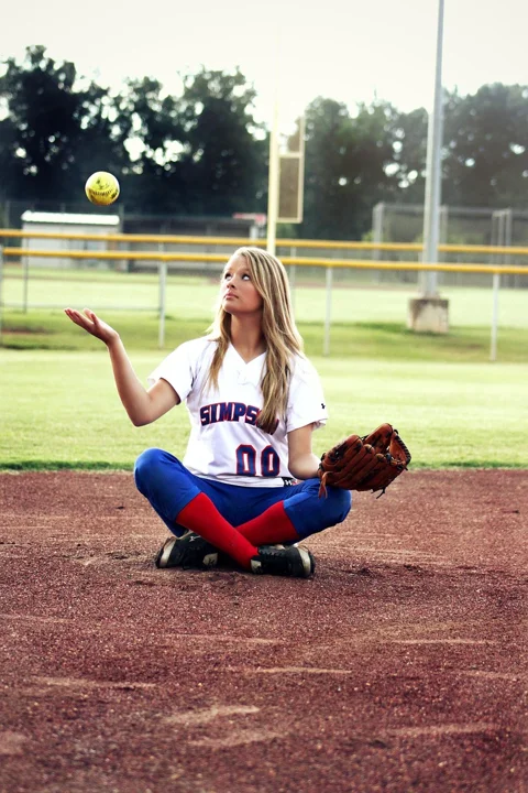 softball, girl, young, sitting
