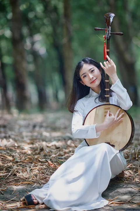 女性, ドレス, モデル, バンジョー