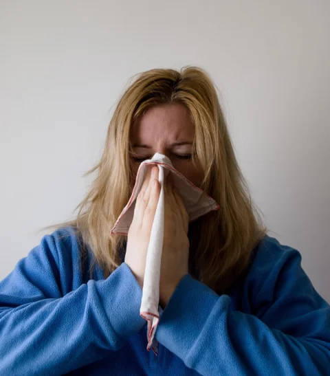 woman, blowing nose, allergy, sickness