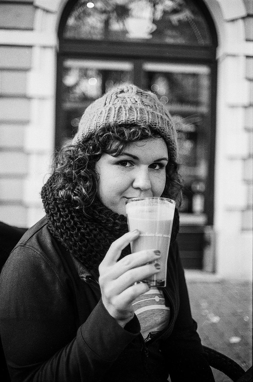 young woman, coffee, latte, young