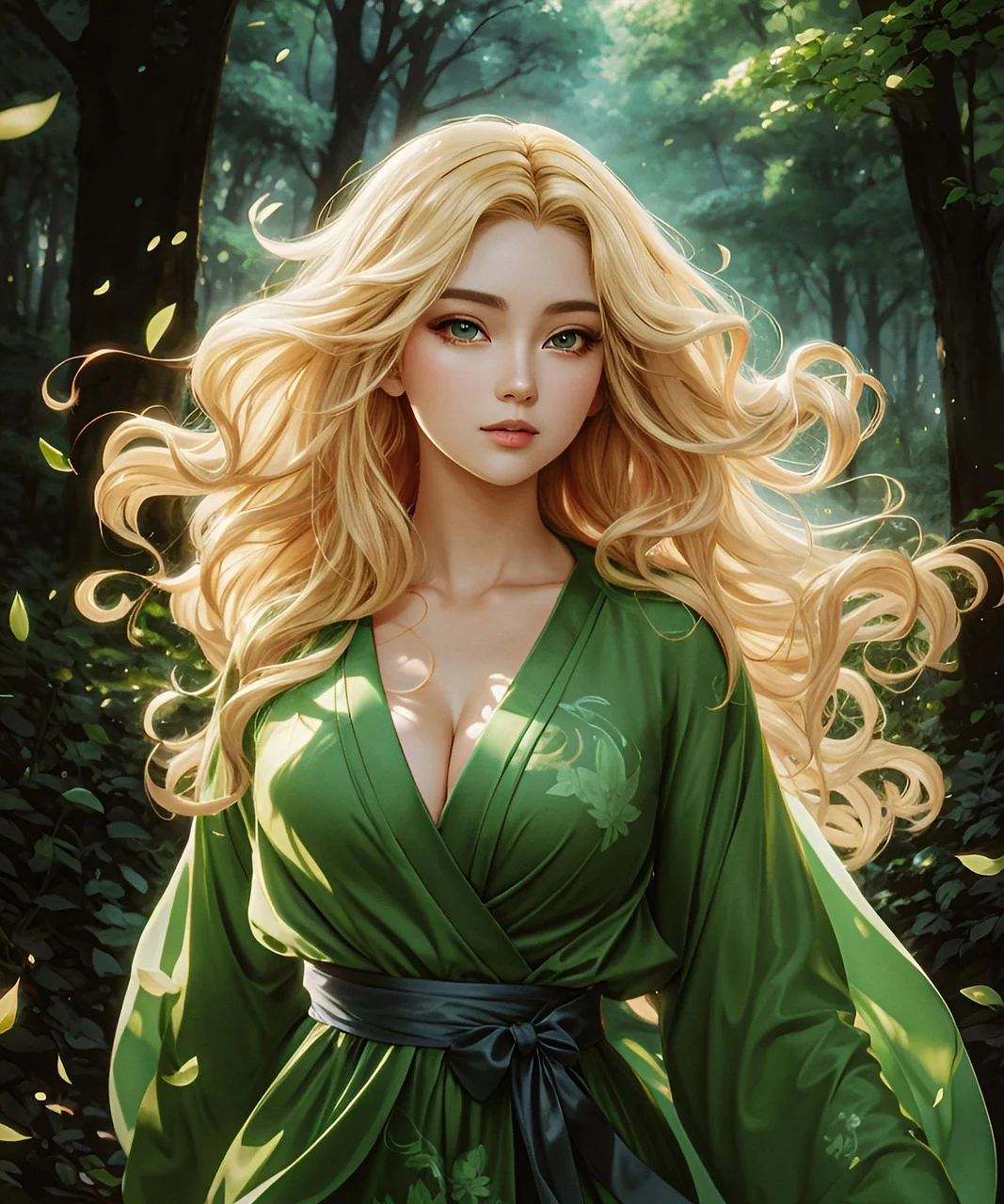 girl, princess, blonde, forest