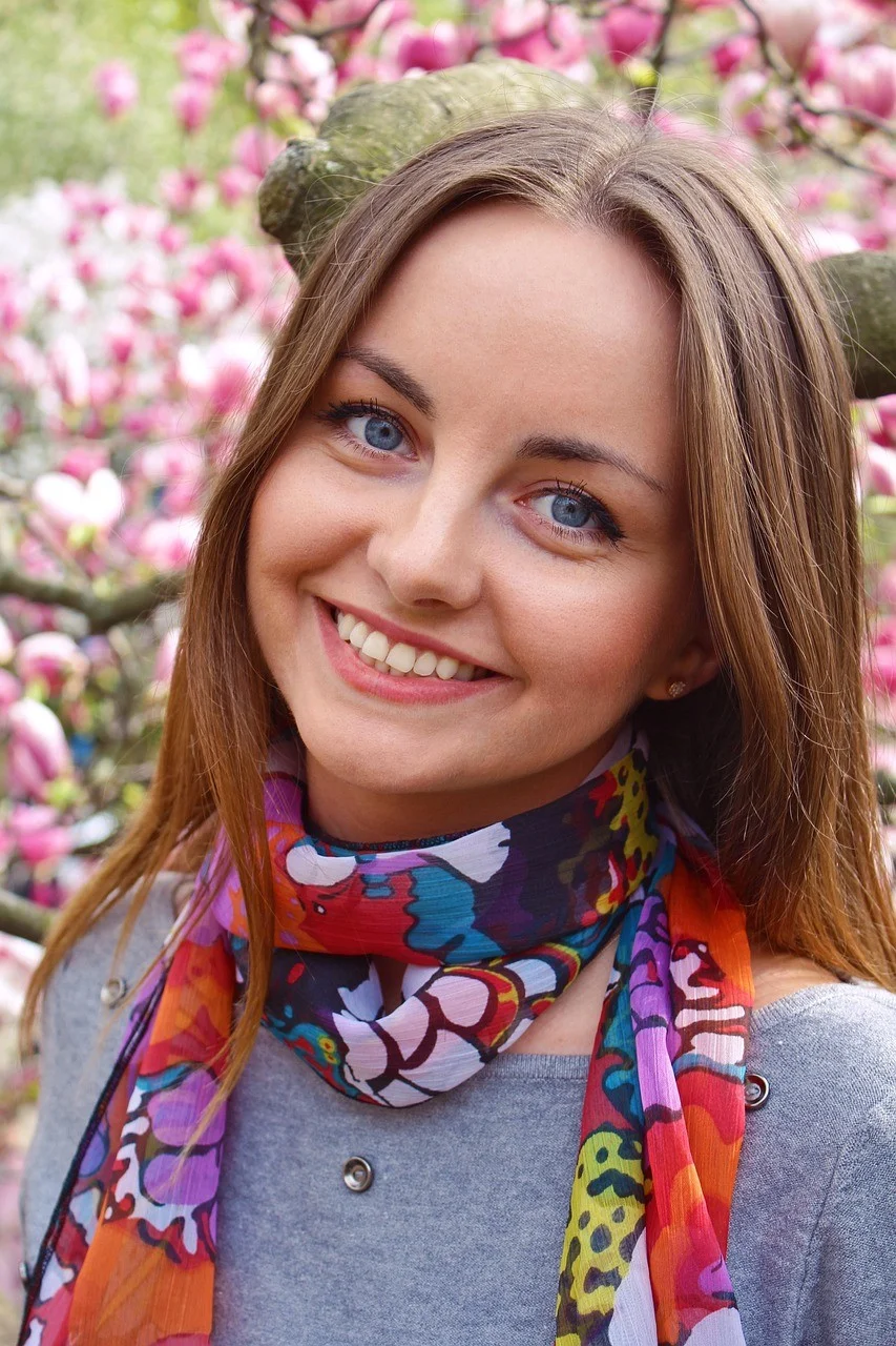 portrait, smile, young woman