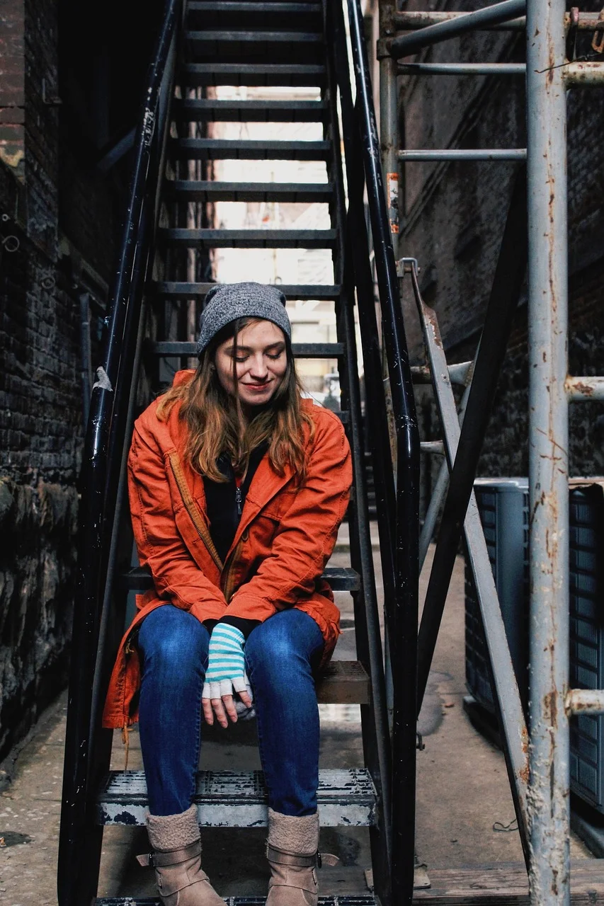 street, alley, stairs, people