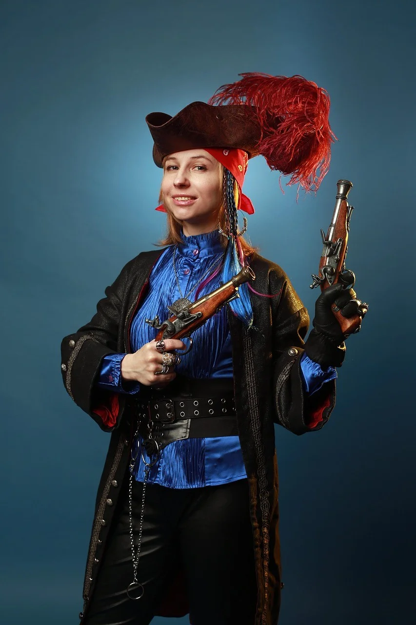 pirate, guns, woman, weapon