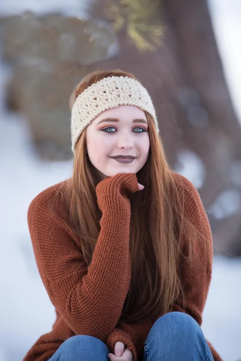 beautiful, redhead, winter, snow
