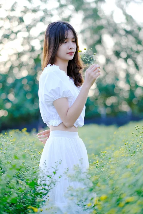 woman, beauty, flowers, garden