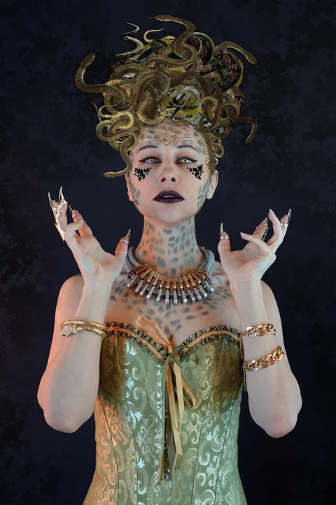 medusa, woman, fantasy, costume