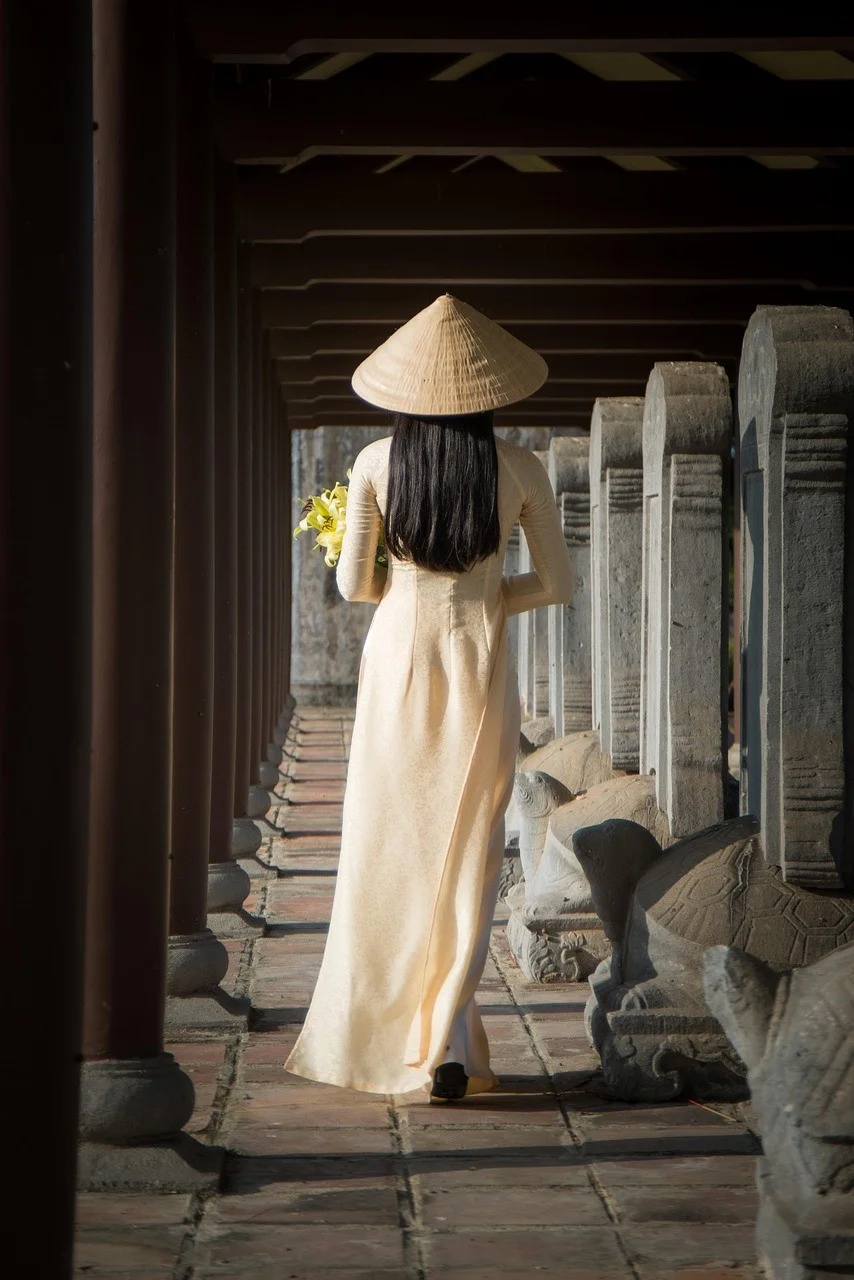 女性、奧黛、寺廟、越南