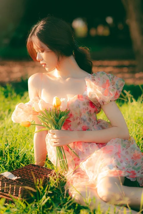 越南女性、梦幻肖像、鲜花、女人
