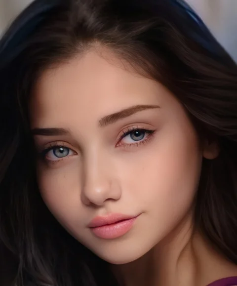 女子, 美丽, 肖像, 绘画