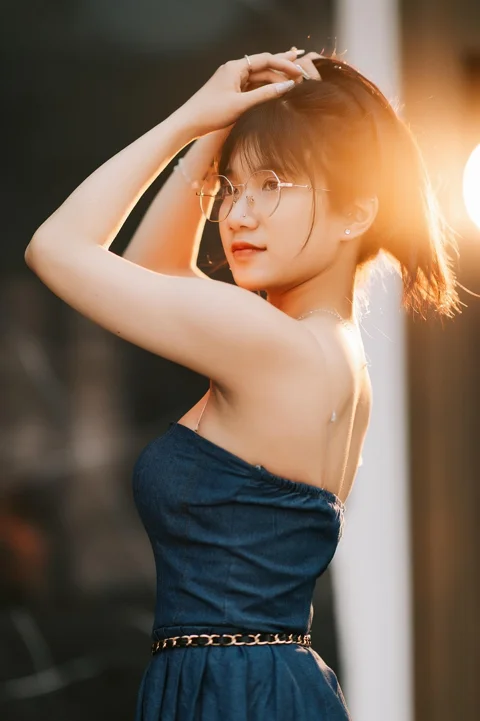 日落，女孩，越南，谅山