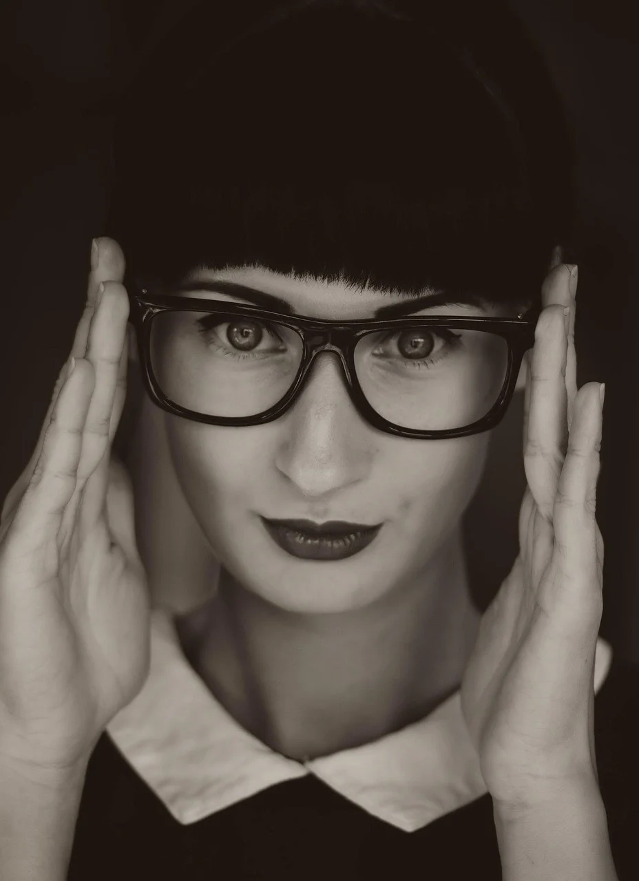 woman, portrait, glasses, vintage