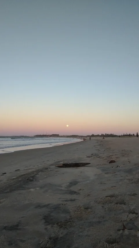 beach, moon, sunset, sky