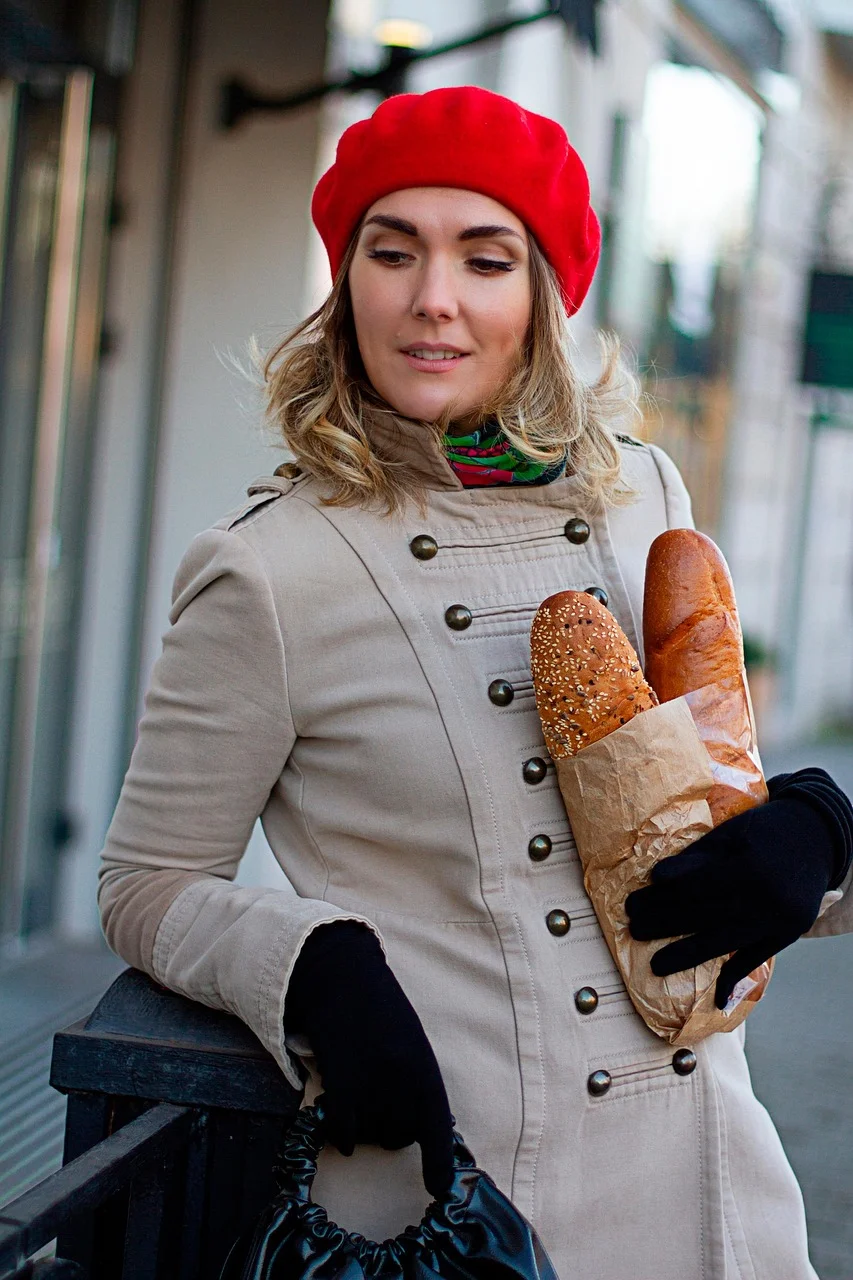 woman, bread, girl, french style